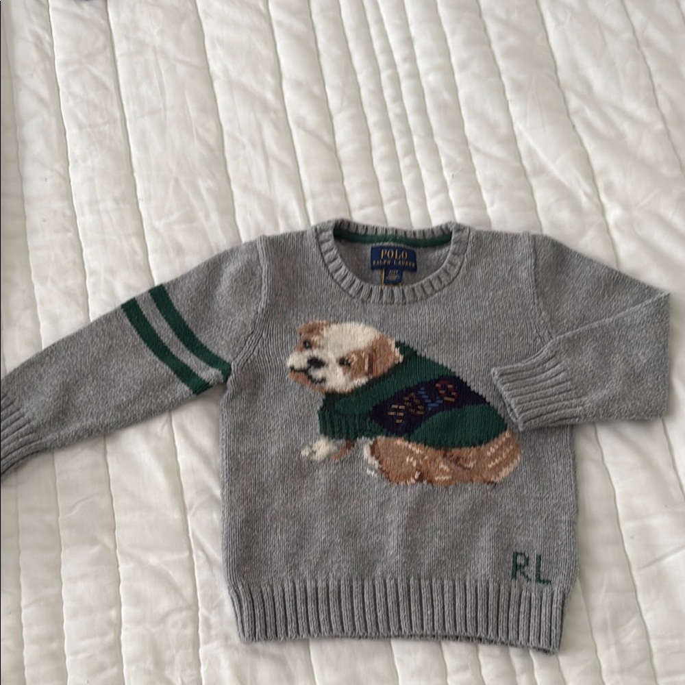 Polo Ralph Lauren Gray Sweater with Dog Design 2T